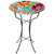 18" Pastel Pink and Blue Flowers Hand Painted Glass Outdoor Patio Bird Bath - IMAGE 1