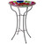 18” Red and Blue Summer Flowers Hand Painted Glass Outdoor Patio Birdbath - IMAGE 3