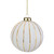 4" Glittered White and Gold Striped Glass Christmas Ball Ornament - IMAGE 1