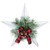 17" White 5 point Christmas Star With Plaid Ribbon with Artificial Pine - IMAGE 1