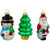 Set of 3 Holiday Figurines Glass Christmas Ornaments 3" - IMAGE 1
