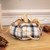 Plush Plaid and Jute Pumpkin Fall Harvest Decoration - 6.5" - White and Black - IMAGE 1