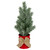 12" Frosted Upswept Mini Christmas Tree with Red Tin Base and Burlap Bow - Unlit - IMAGE 1