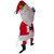 Lighted Chenille Santa with Bird Outdoor Christmas Decoration - 32" - White Lights - IMAGE 4
