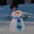 32" Lighted White and Blue Chenille Snowman Outdoor Christmas Decoration - IMAGE 2