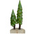 Christmas Trees on a Wooden Base Decoration - 9" - Brown and Green - IMAGE 5