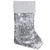 19" White and Silver Sequin Christmas Stocking With White Faux Fur Cuff - IMAGE 2