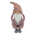 Tall Christmas Gnome Figure with Plaid Overalls Sequin Hat - 30" - Pink and Gray - IMAGE 1