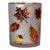 5" Matte White and Gold Autumn Leaves Flameless Glass Candle Holder - IMAGE 1