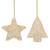 Sequin Faux Fur Star and Christmas Tree Ornaments - 4.25" - Beige - Set of 2 - IMAGE 1
