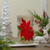 10" Hand-Painted Red Poinsettias and Gold Flameless Glass Christmas Candle Holder - IMAGE 2