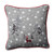 16.5" Gray and Red Embroidered Reindeer Christmas Square Throw Pillow - IMAGE 1