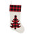 20" Cream White, Red, and Black Buffalo Plaid Tree Christmas Stocking - IMAGE 1