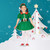 28" Green and Red Girl's Elf Christmas Costume - 6-8 Years - IMAGE 1