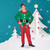 45" Red and Green Men's Elf Costume With a Christmas Santa Hat - Plus Size - IMAGE 1