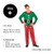 45" Red and Green Men's Elf Costume With a Christmas Santa Hat - Plus Size - IMAGE 5