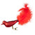 Glitter Winged Bird with Tail Clip On Glass Christmas Ornament - 5.5" - Red Orange - IMAGE 2