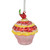 3" Red and Yellow Cupcake with Cherry Glass Christmas Ornament - IMAGE 1