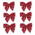 Pack of 6 Red and White Striped 2 Loop Christmas Bow Decorations 5.5" - IMAGE 1