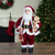 2' Traditional Santa Christmas Figure with a Plush Brown Bear - IMAGE 1