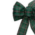 Plaid 6-Loop Christmas Bow Decoration - 9" x 14" - Black and Green - IMAGE 3