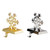 Set of 2 Gold and Silver Shiny Snowflake Christmas Stocking Holders - IMAGE 4