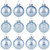 Snowflake and Striped Glass Christmas Ball Ornaments - 1.75" (45mm) - Ice Blue - 12ct - IMAGE 2