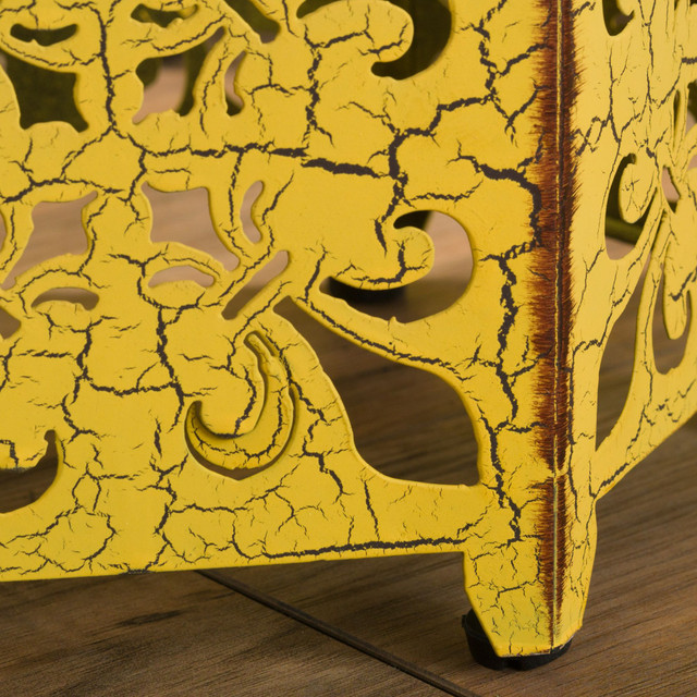 Set of 2 Yellow & Brown Antique Outdoor Patio Accent Tables Christmas Central