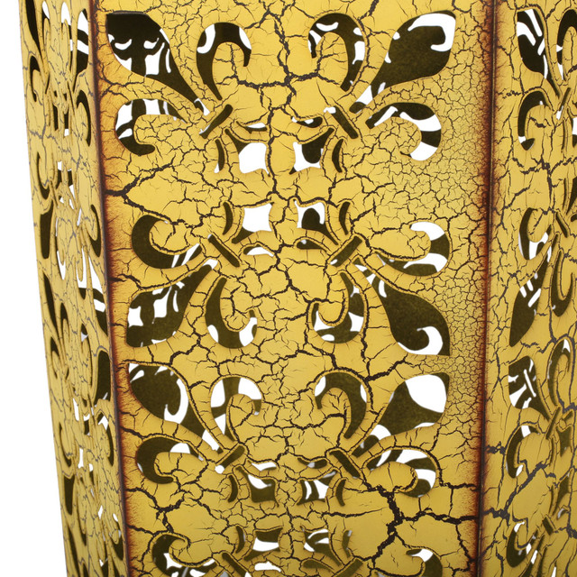 Set of 2 Yellow & Brown Antique Outdoor Patio Accent Tables Christmas Central