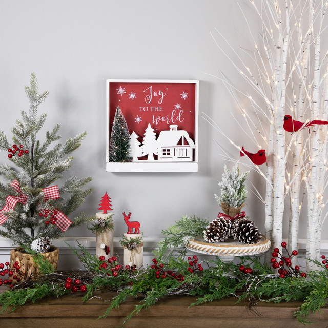 Wooden christmas wall red decoration flake