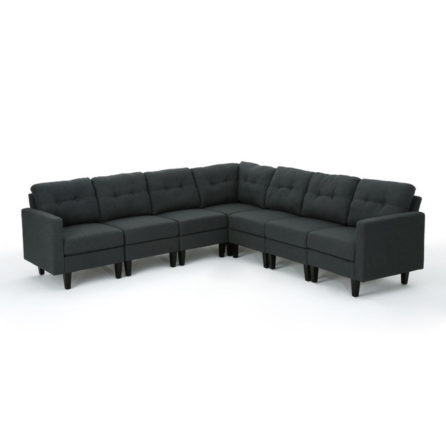 7-Piece Gray & Brown Contemporary Style Sectional Sofa Set 35.75 ...