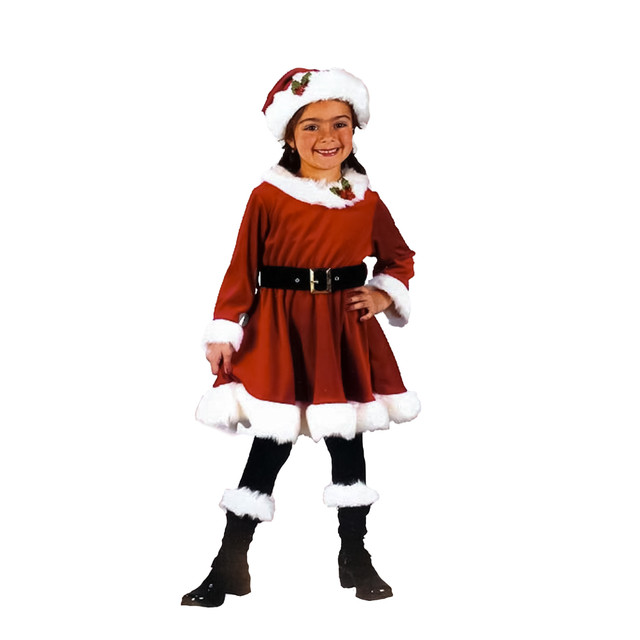 Red & White Little Miss Santa Girl Child Christmas Costume - Small ...