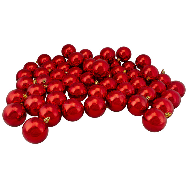60ct Red Hot Shatterproof Shiny Christmas Ball Ornaments 2.5 inches