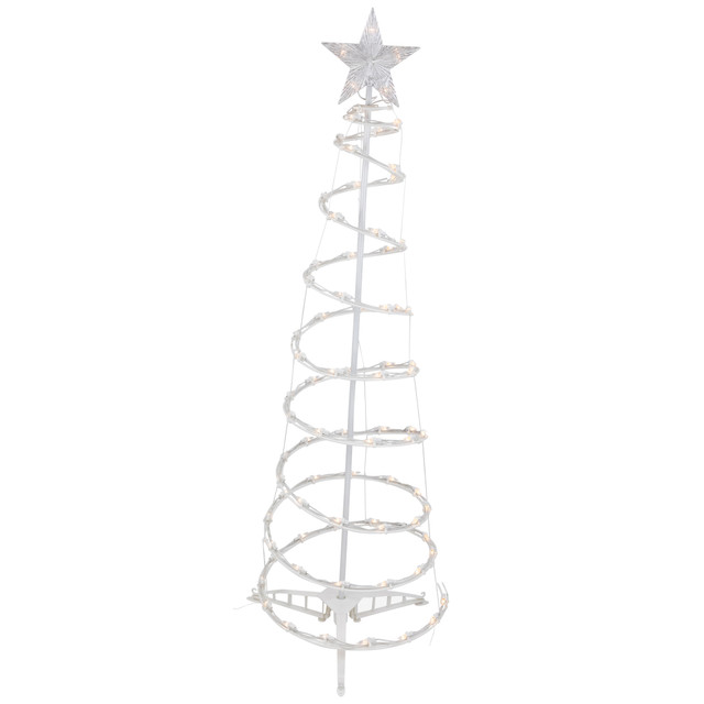 4ft Lighted Spiral Cone Tree Outdoor Christmas Decoration, Clear Lights ...