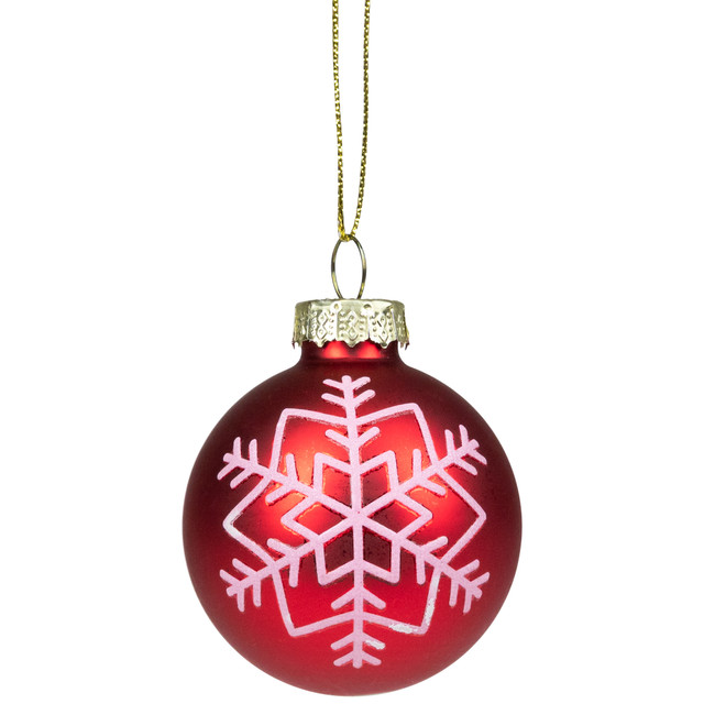 Set of 12 Red Glass Christmas Ornaments 1.75Inch (45mm) Christmas