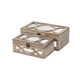 Set of 2 Brown Rectangular Storage Boxes with Overlayed Mirror Panels ...