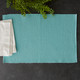 Set of 6 Aqua Blue Ribbed Pattern Rectangular Placemats 19