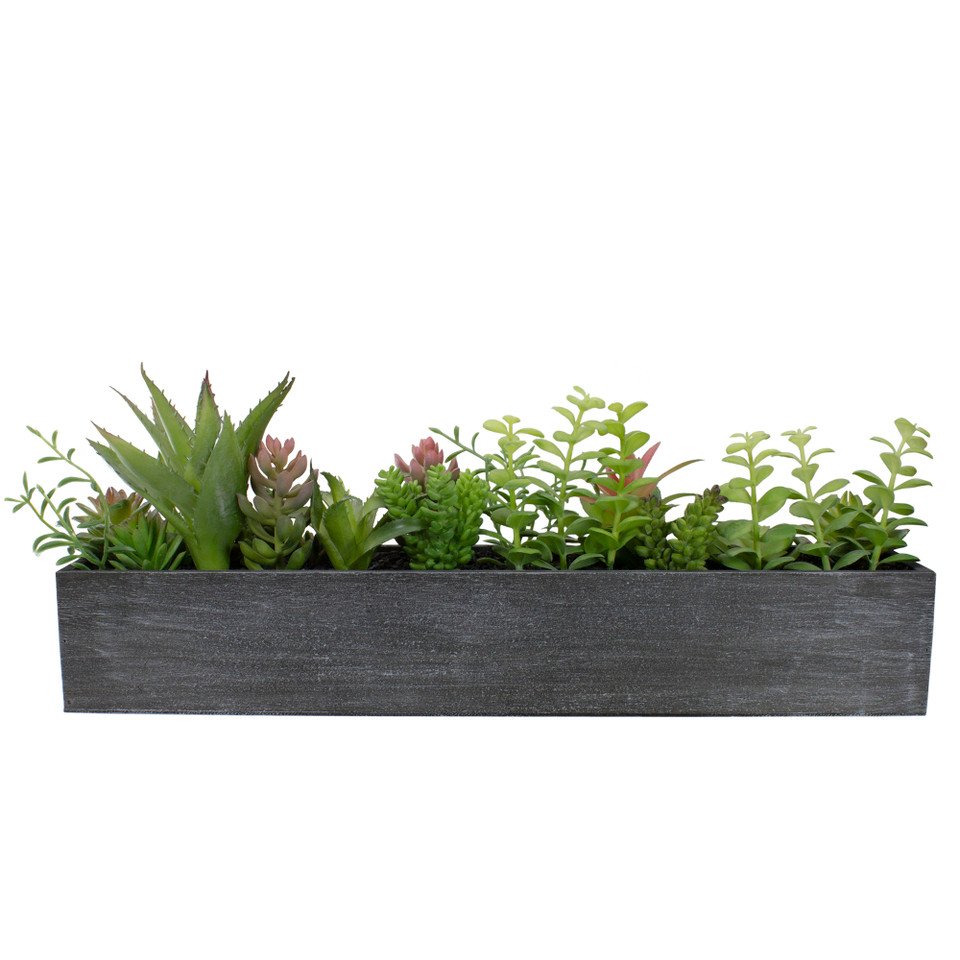23" Artificial Mixed Succulent Plants in a Rectangular Planter