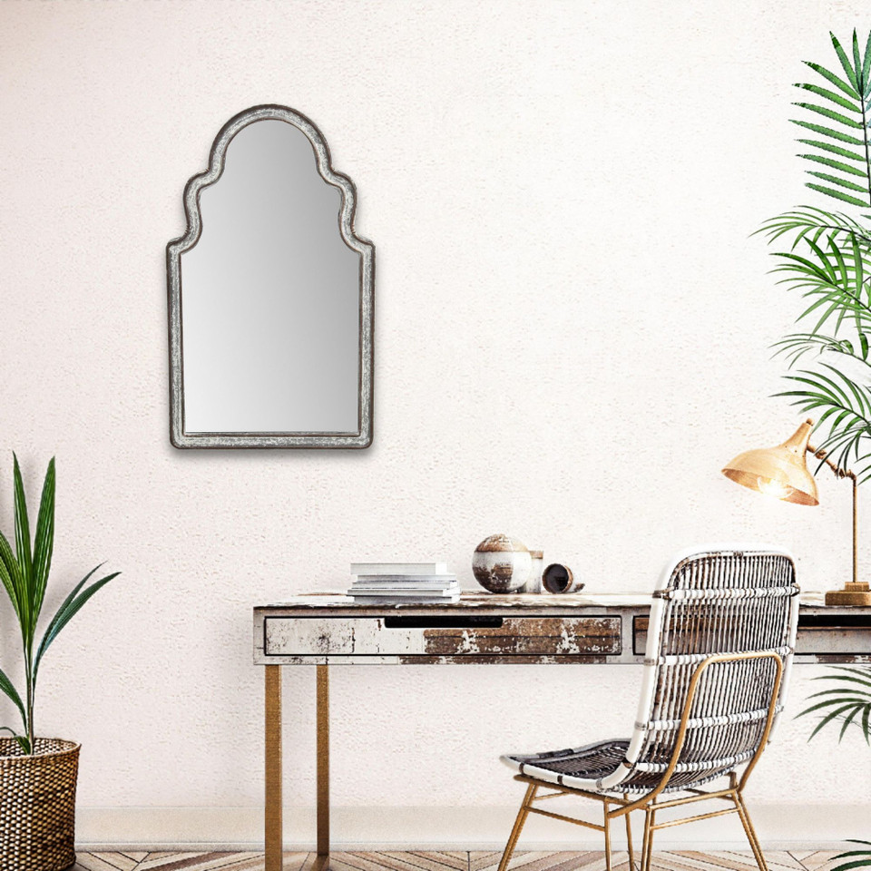 24" Gray Elegant Multi Curved Top Wall Mirror | Christmas Central