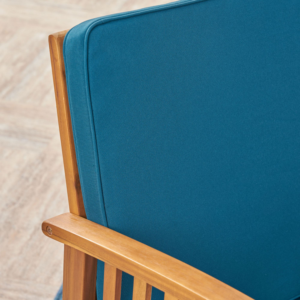 Set of 2 Brown & Teal Blue Contemporary Outdoor Club Chairs 33.5