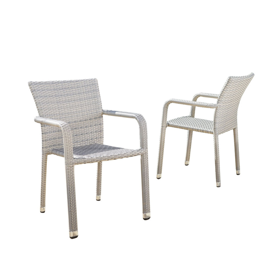 Set of 2 Chateau Gray Contemporary Outdoor Furniture Patio Dining