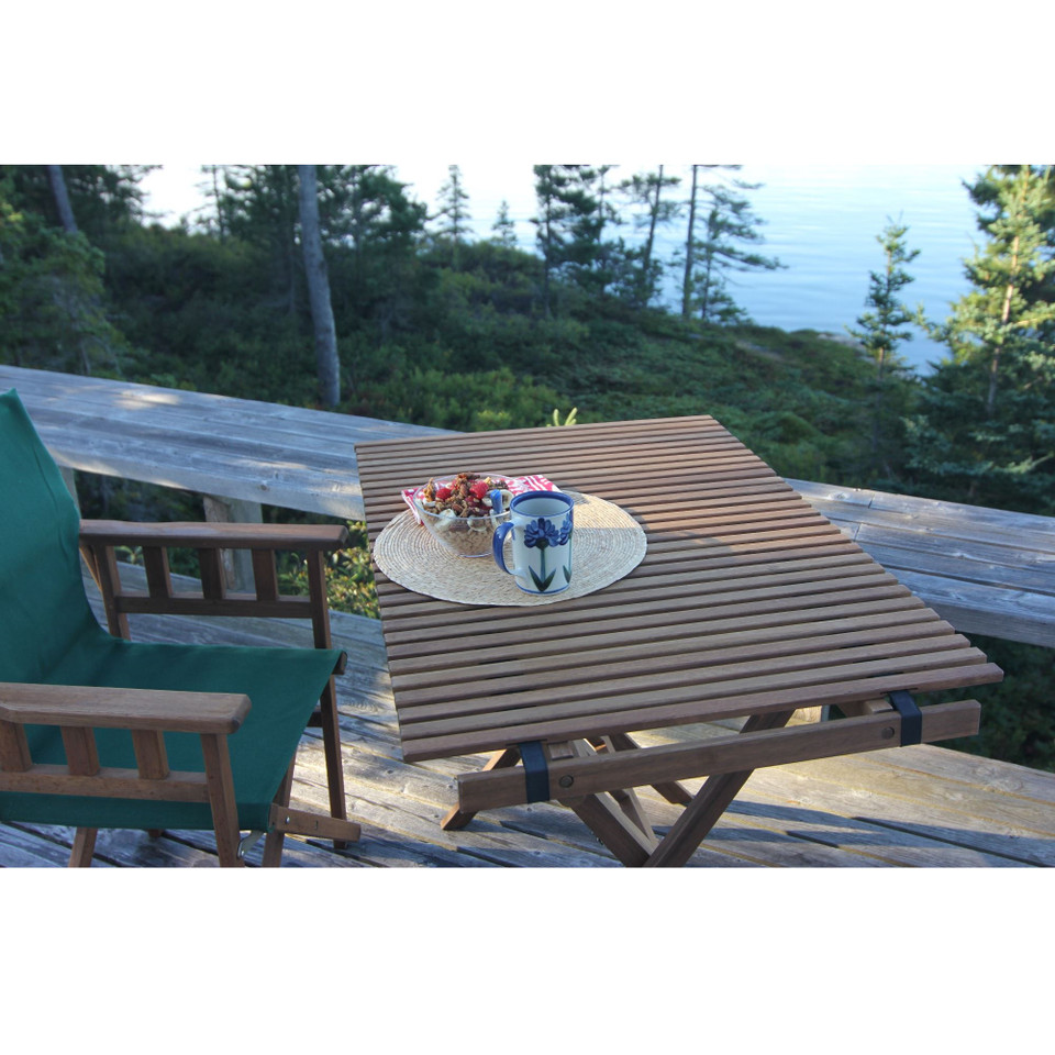 42" Brown Wood Foldable Roll Top Table For Camping Christmas Central