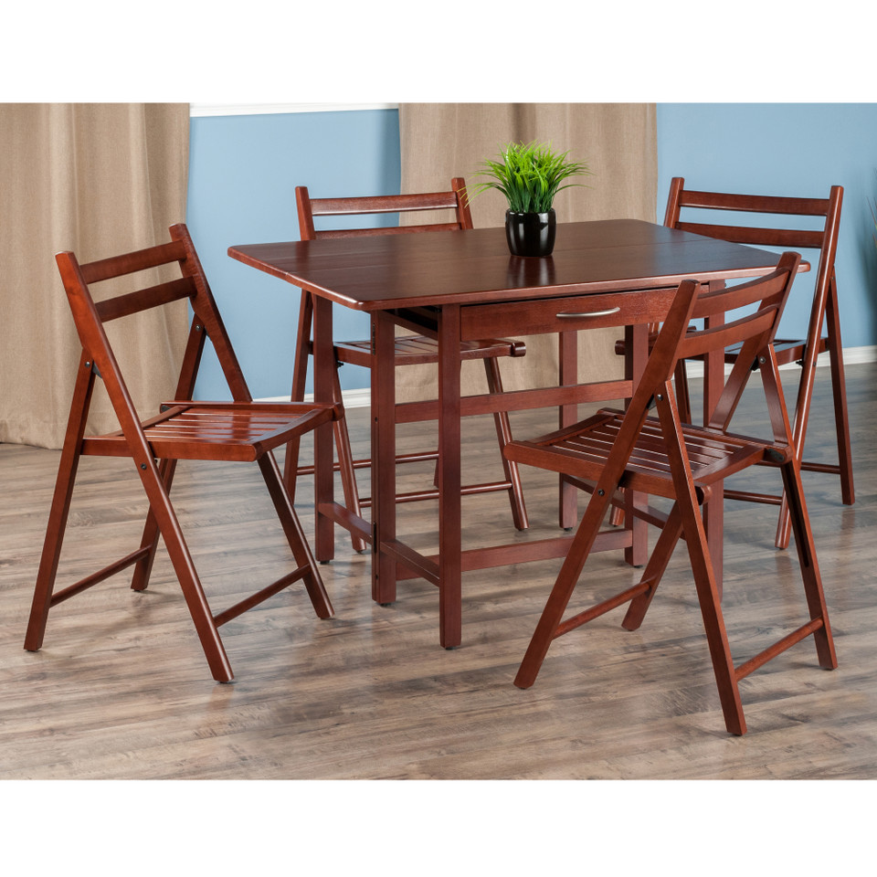 Taylor 5-Pc Set Drop Leaf Table w/ 4 Folding Chairs | Christmas Central