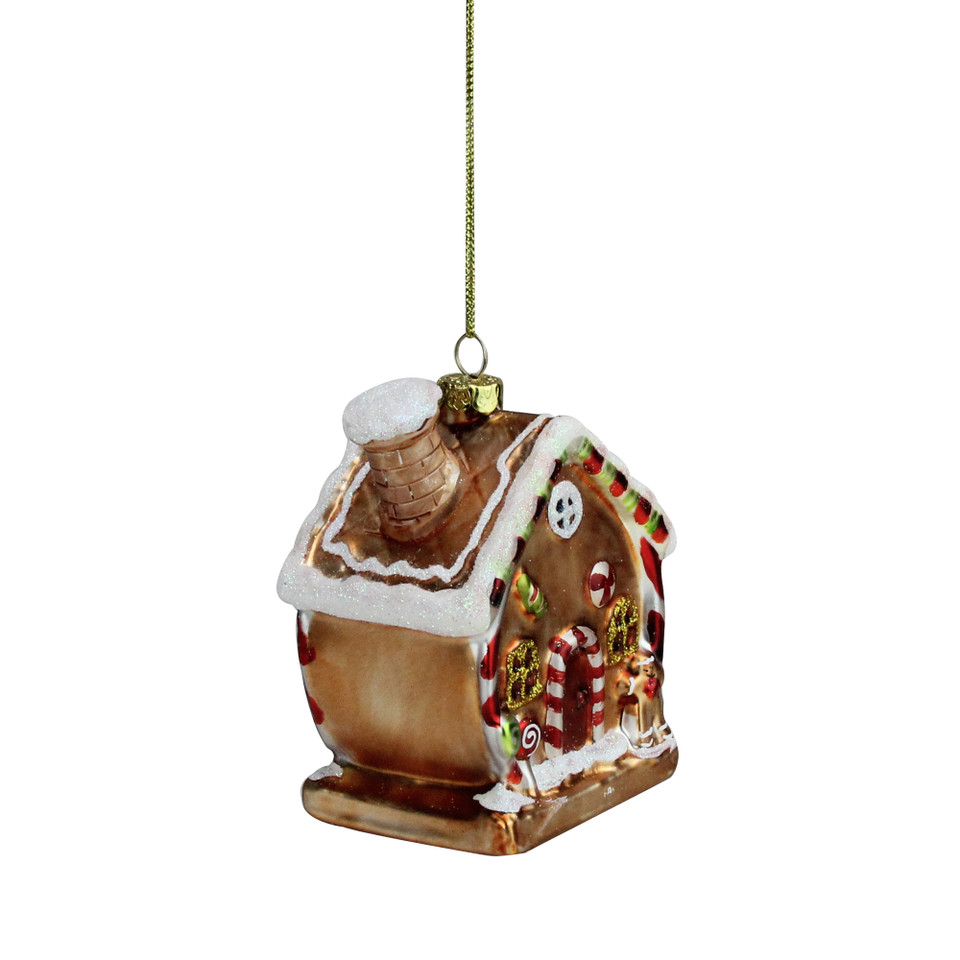 3.75" Glittered Gingerbread House Glass Christmas Ornament Christmas Central