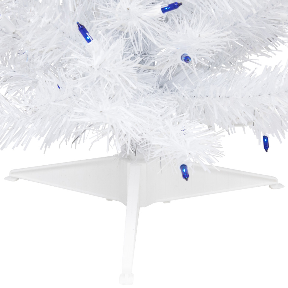 2' Prelit White Iridescent Pine Artificial Christmas Tree Blue