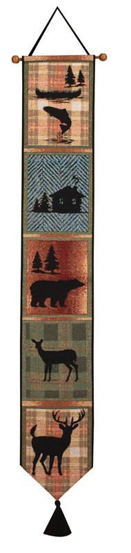 41" Brown & Black Contemporary Tapestry Bell Pull Wall Hanging Christmas Central