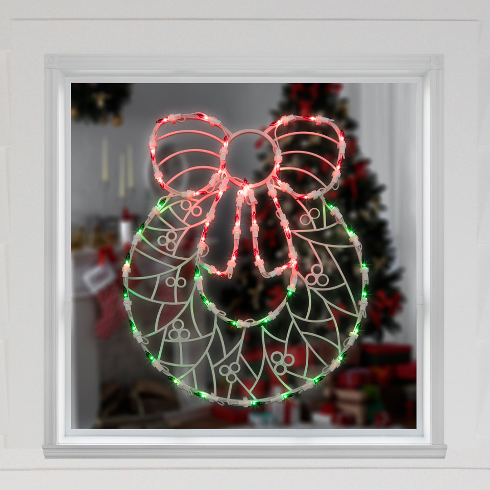 16" Lighted Wreath Christmas Window Silhouette Decoration Christmas