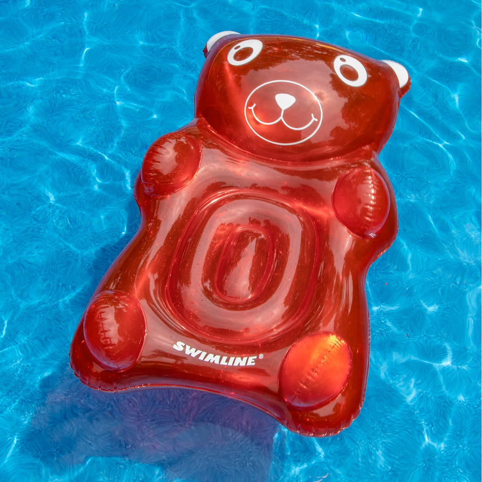 Inflatable Red Transparent Gummy Bear Swimming Pool Float, 60-Inch ...