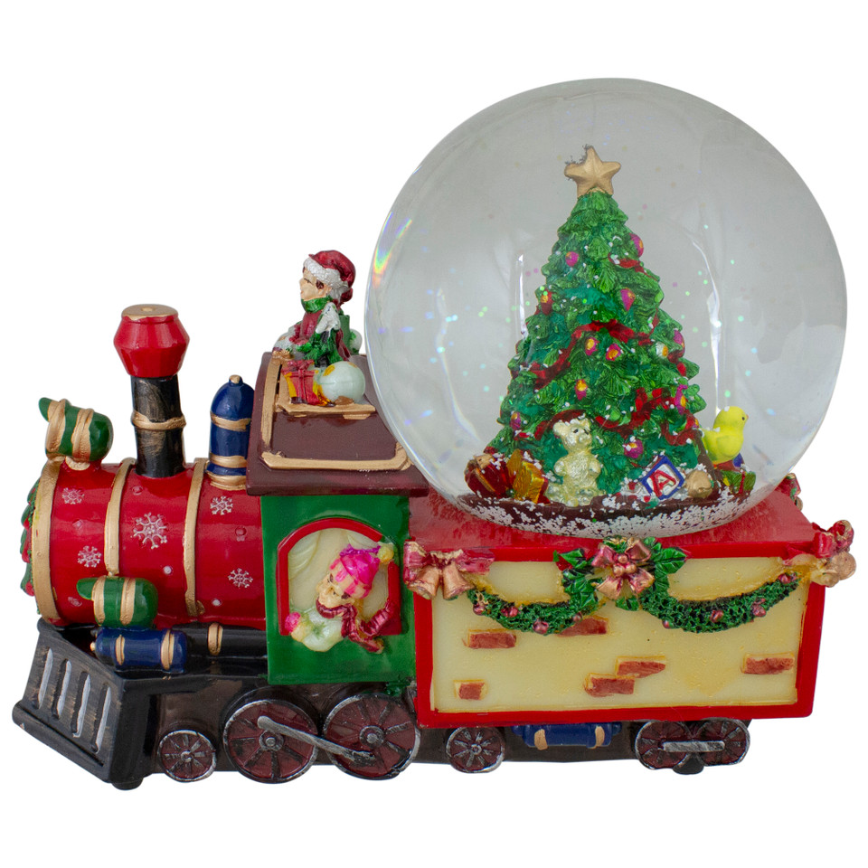 8 Christmas Train with Tree Musical Snow Globe Tabletop Decoration ...