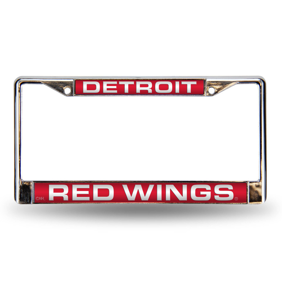 6 x 12 Red & Silver Colored NHL Detroit Red Wings Cut License Plate Cover Christmas Central